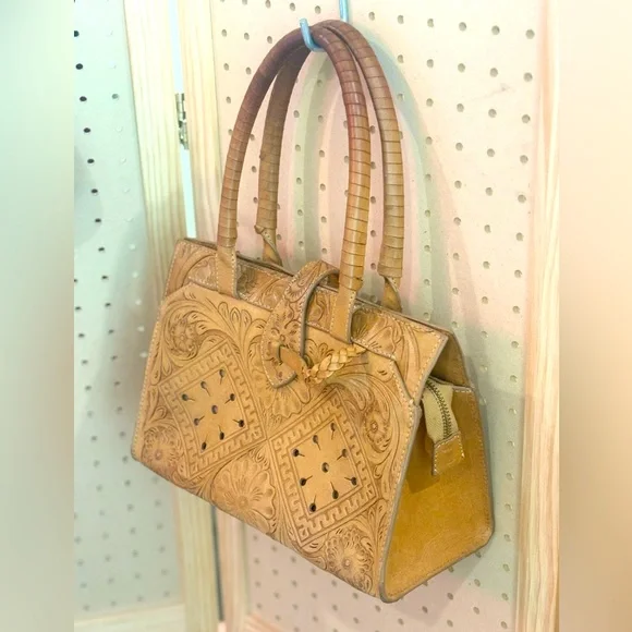 Bohemian Cleobella Arya Medium Brown Leather Embossed Detailed Handbag